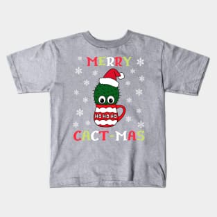 Merry Cact Mas - Cactus With A Santa Hat In A Christmas Mug Kids T-Shirt